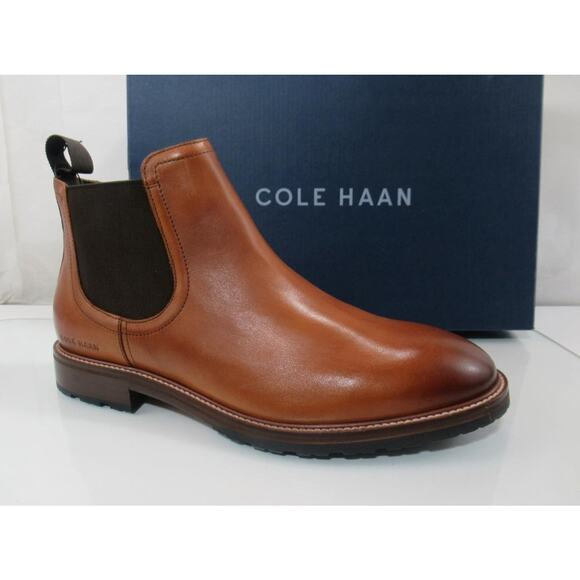 Men's Cole Haan Berkshire Chelsea Lug Chukka Water Resistant Boots Tan - Picture 1 of 9